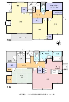 �Ԏ��} 4LDK�{�E�H�[�N�C���N���[�[�b�g�{���֕t���A2�K���āI
���ԃX�y�[�X3��I