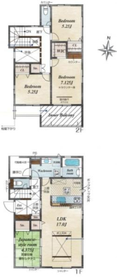 �Ԏ��} 4LDK�{�E�H�[�N�C���N���[�[�b�g�t���A2�K���āI
���ԃX�y�[�X4��I