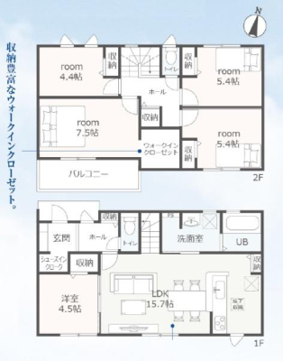 �Ԏ��} 5LDK�A2�K���ā�
�E�H�[�N�C���N���[�[�b�g���t���Ă��܂���