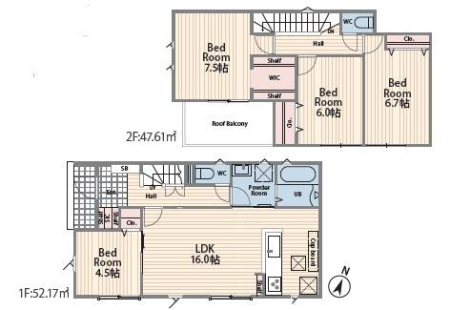 �Ԏ��} 4LDK�A2�K���āA�V���[�Y�C���N���[�N�A�E�H�[�N�C���N���[�[�b�g�t���I ���ԃX�y�[�X3��I �����D�ǏZ��F��AZEH�����̎�����Z��I