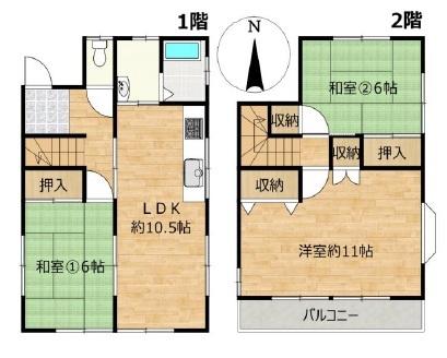 �Ԏ��} 3LDK�A2�K���āA���ԃX�y�[�X2��I
�����ݔ��͑S�Č����\���
�k�������ɐ����{�݂������Ă��܂���