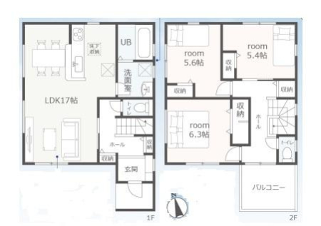 �Ԏ��} �k�������ɐ����{�݂������Ă��܂��I
�a�n�R�����A�}���ق̋ߗׂŏZ���������ł��I
3LDK�C2�K���āA���ԏ�2���