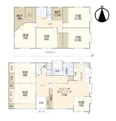 �Ԏ��} �_���t�H�[���ς݁^�@
6SSLDK�A2�K���āA���ԃX�y�[�X4��I
�S����Ƃ��8���ȏ�I
LDK�ɂ�3���̃^�^�~�R�[�i�[�t����
��������W���c�����I